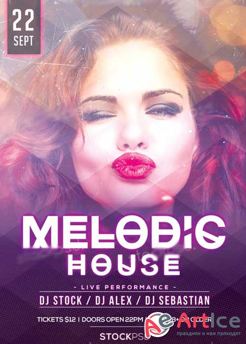 Melodic House V1 Party PSD Flyer Template