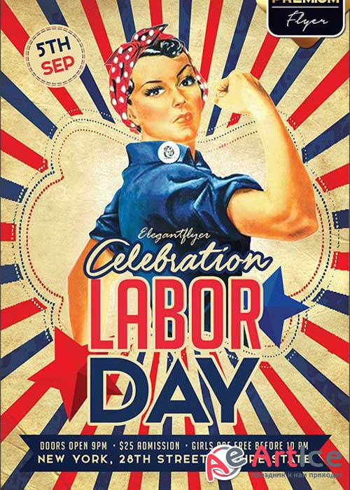 Labor Day V7 Flyer PSD Template + Facebook Cover