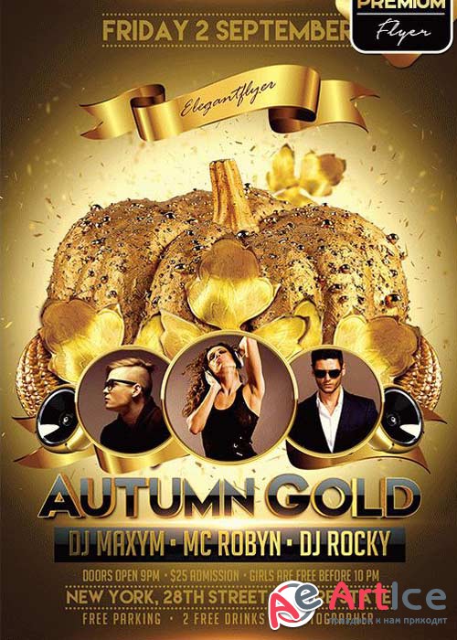 Autumn Gold V1 Flyer PSD Template + Facebook Cover