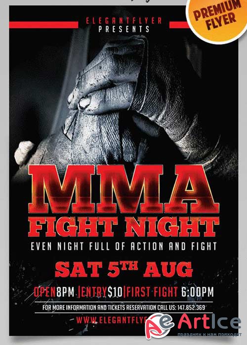 Fight Night V7 Flyer PSD Template + Facebook Cover