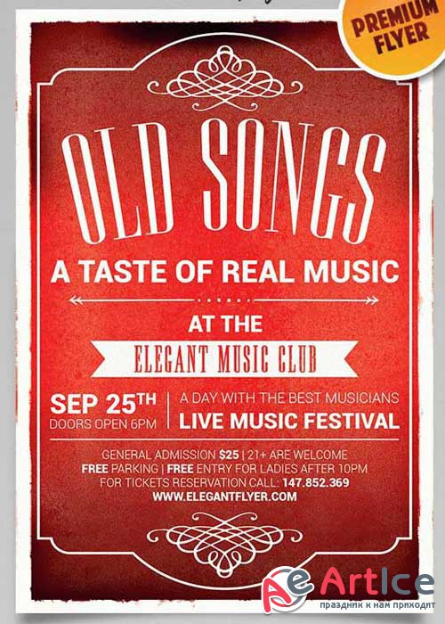 Old Songs V1 Flyer PSD Template + Facebook Cover