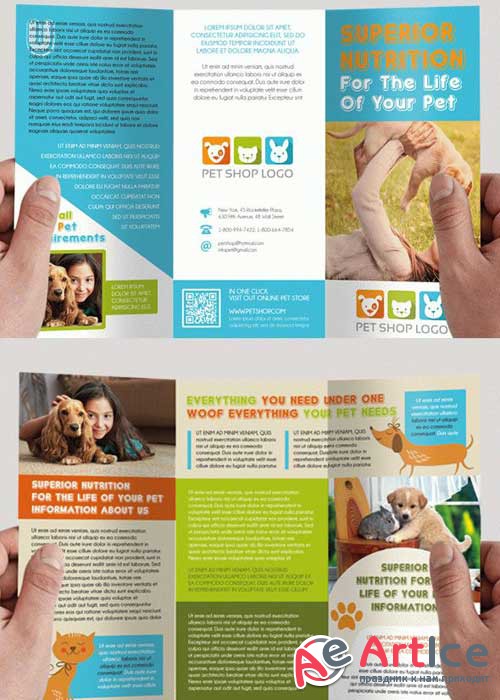 Pet Shop PSD Tri-Fold PSD V2 Brochure Template
