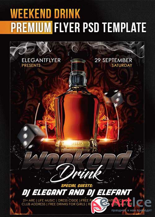 Weekend Drink V7 Flyer PSD Template + Facebook Cover