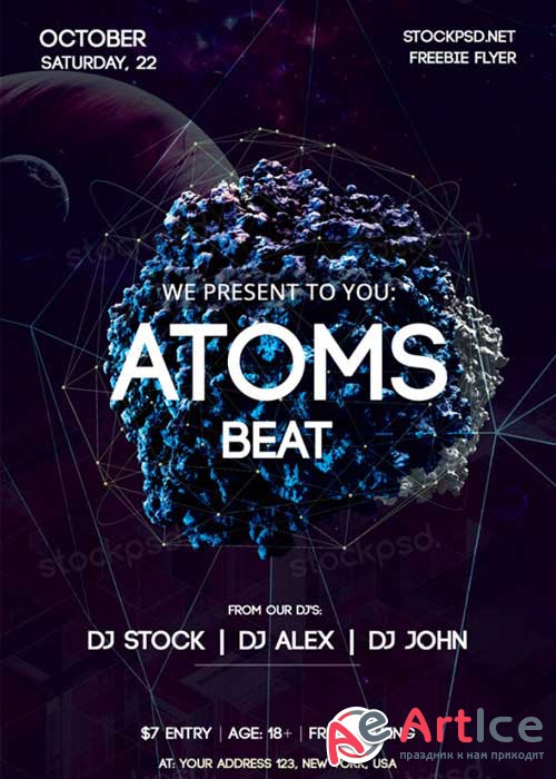 Atoms Beat V3 PSD Futuristic Flyer