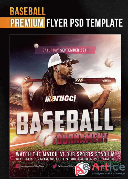 Baseball V10 Flyer PSD Template + Facebook Cover