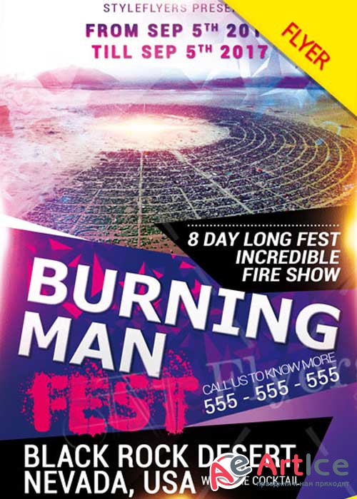 Burning Man Flyer V1 PSD TEmplate