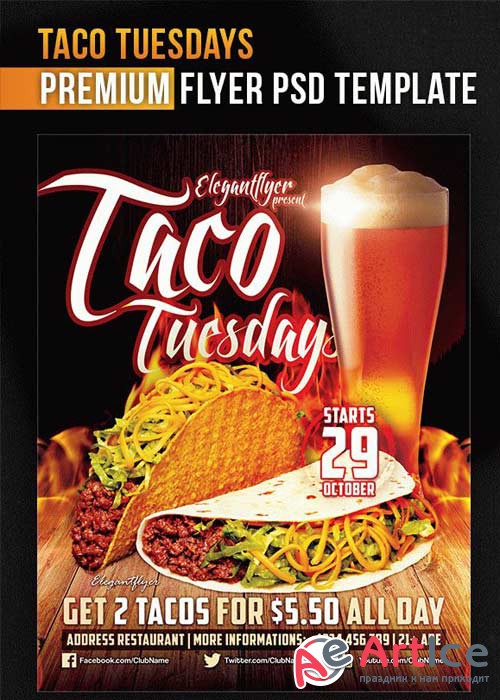 Taco Tuesdays V7 Flyer PSD Template + Facebook Cover
