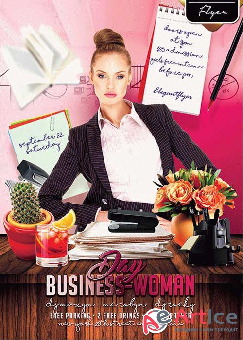 Day Business-woman Premium PSD V8 Flyer Template + Facebook Cover