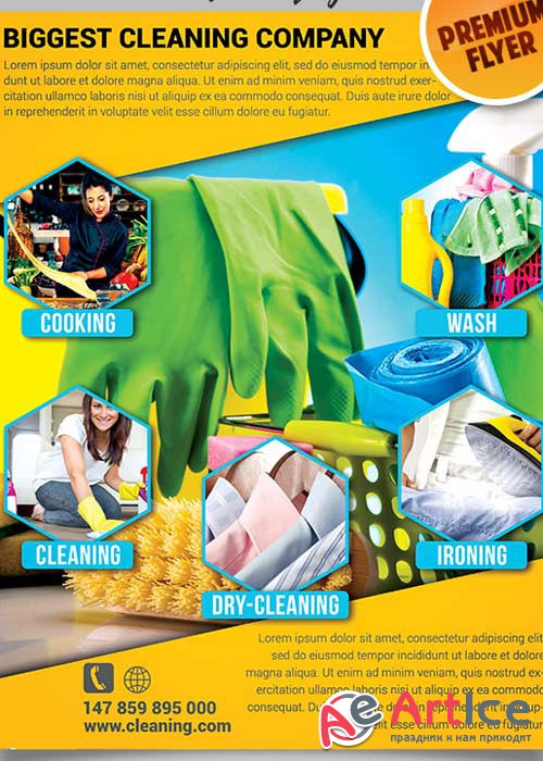 House Cleaning Flyer PSD V5 Template + Facebook Cover