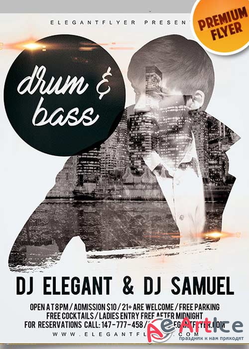 Drum & Bass Flyer PSD V4 Template + Facebook Cover