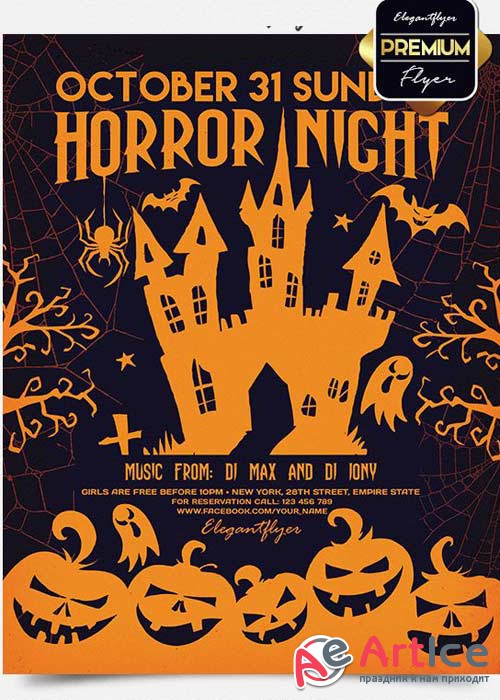 Horror Night Flyer PSD V4 Template + Facebook Cover
