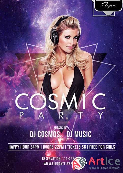 Cosmic Party Flyer PSD V7 Template + Facebook Cover