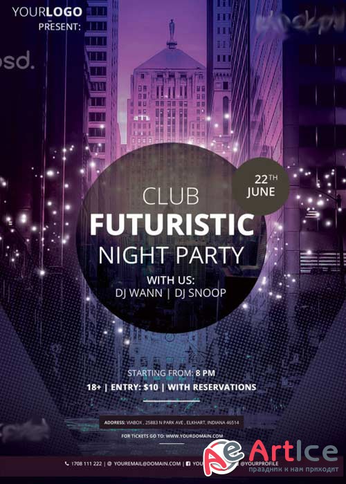 Club Futuristic V1 PSD Flyer Party Template