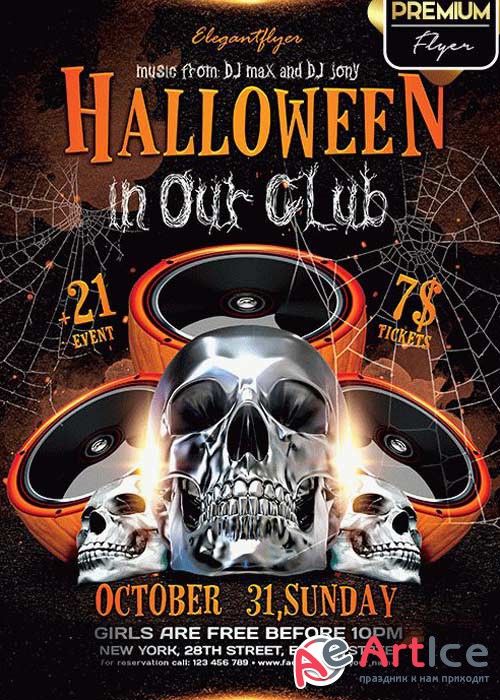 Halloween in Our Club V9 Flyer PSD Template + Facebook Cover