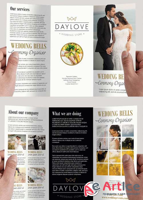 Wedding V8 Premium Tri-Fold PSD Brochure Template