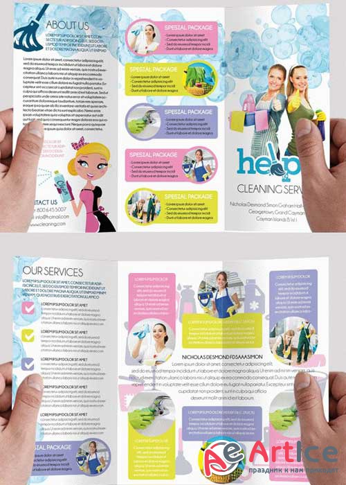 Cleaning services V1 Premium Tri-Fold PSD Brochure Template