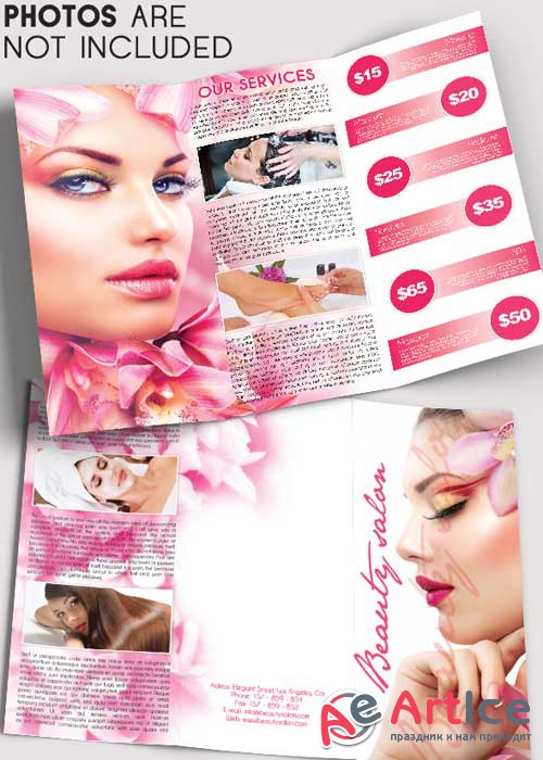 Beauty Salon V5 Tri-Fold Brochure PSD Template