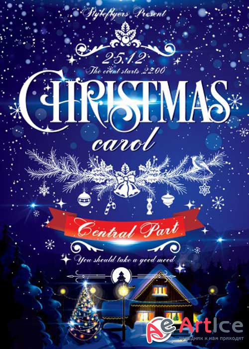 Christmas Carol PSD V1 Flyer Template with Facebook Cover