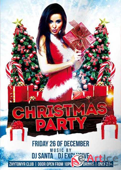 Christmas New Year X-mas Night Party Flyer PSD V2 Template