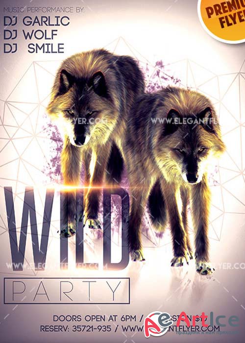 Wild Party Flyer PSD V9 Template + Facebook Cover