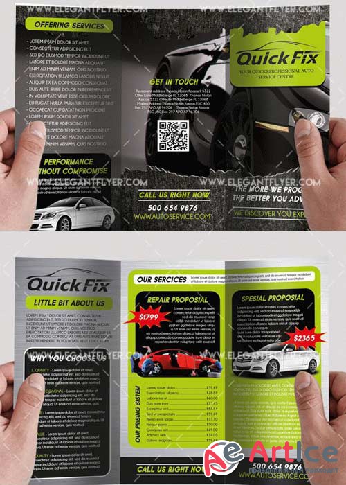 Auto services Premium Tri-Fold PSD V4 Brochure Template