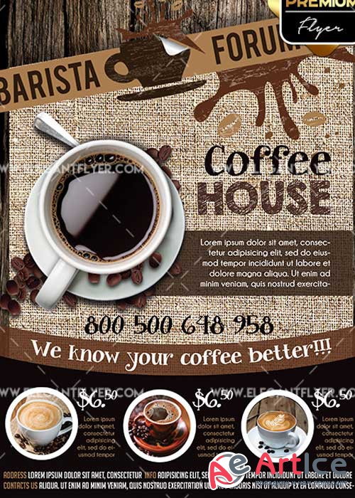 Coffee V3 Flyer PSD Template + Facebook Cover