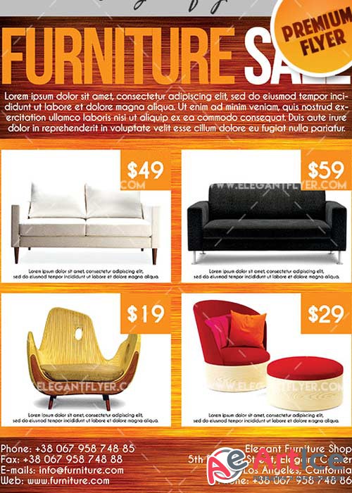 Furniture Sale V1 Flyer PSD Template + Facebook Cover