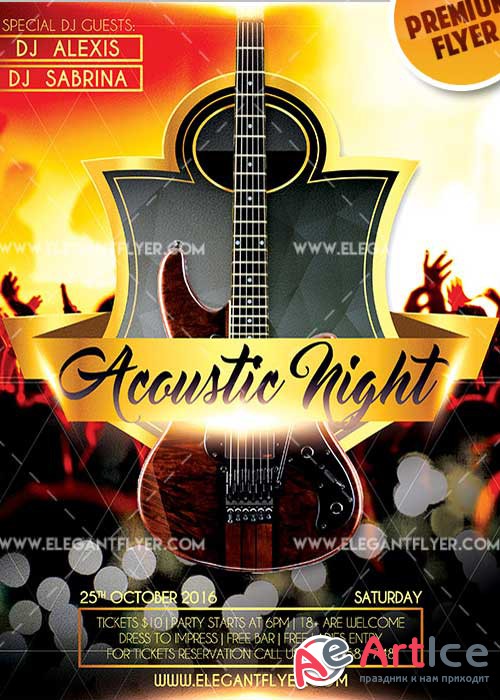 Acoustic Night V1 Flyer PSD Template + Facebook Cover