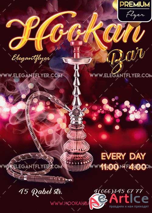 Hookah Bar V2 Premium PSD Template + Facebook cover