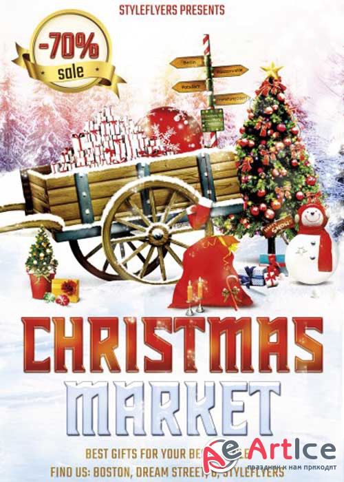 Christmas Market V2 PSD Flyer Template with Facebook Cover