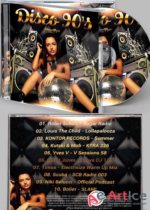 Disco 90s V1 Premium CD Cover PSD Template