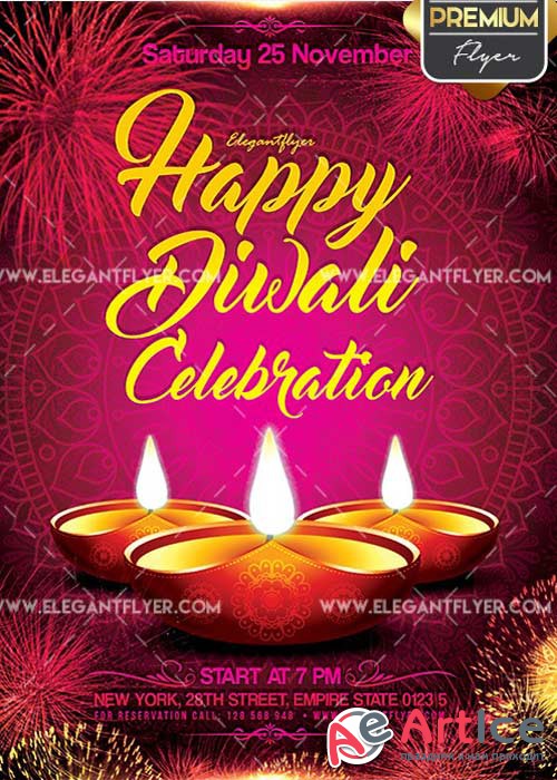 Happy Diwali V7 Flyer PSD Template + Facebook Cover