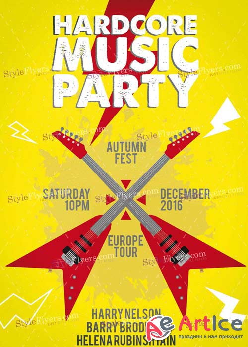 Hardcore Music Party PSD 14 Flyer Template
