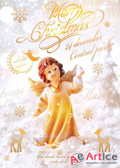 Merry Christmas Social Event V1 PSD Flyer Template with Facebook cover
