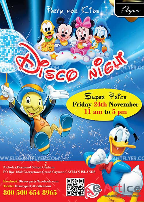 Disney V5 Flyer PSD Template + Facebook Cover