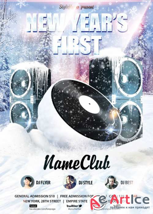 New Years First Party V5 PSD Flyer Template with Facebook Cover