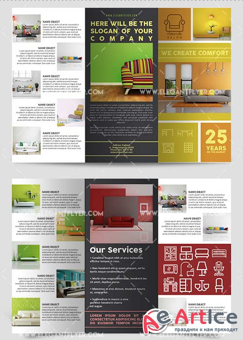 Furniture Salon Premium Tri-Fold PSD V4 Brochure Template