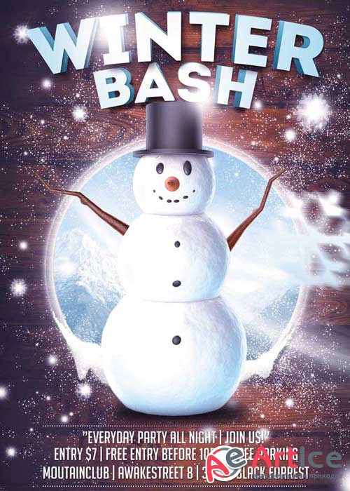Winter Snowman Bash PSD V1 Flyer Template