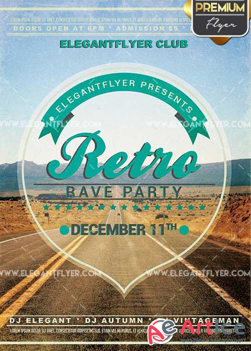 Retro Rave Party Flyer PSD V1 Template + Facebook Cover