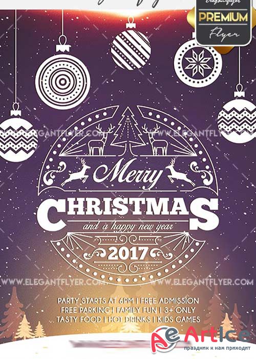 Merry Christmas Flyer PSD V20 Template + Facebook Cover