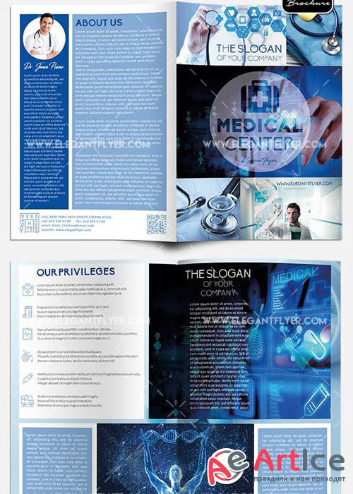 Medicine Premium Bi-Fold PSD V11 Brochure Template