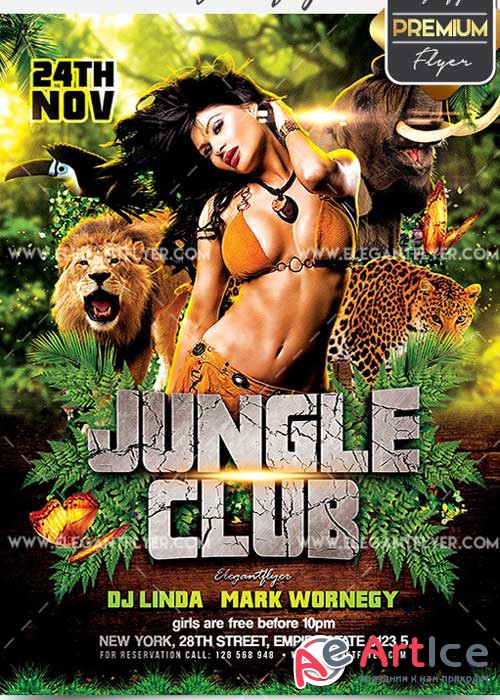 Jungle Club Flyer PSD V5 Template + Facebook Cover
