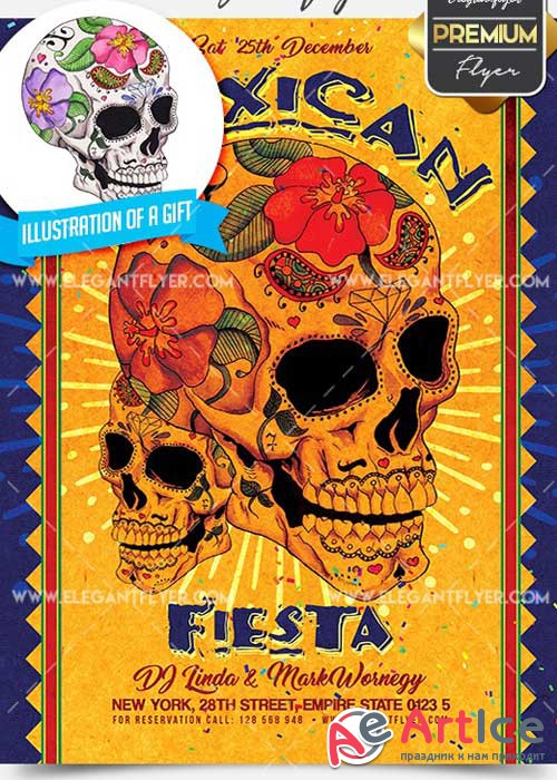Mexican Fiesta Flyer PSD V8 Template + Facebook Cover
