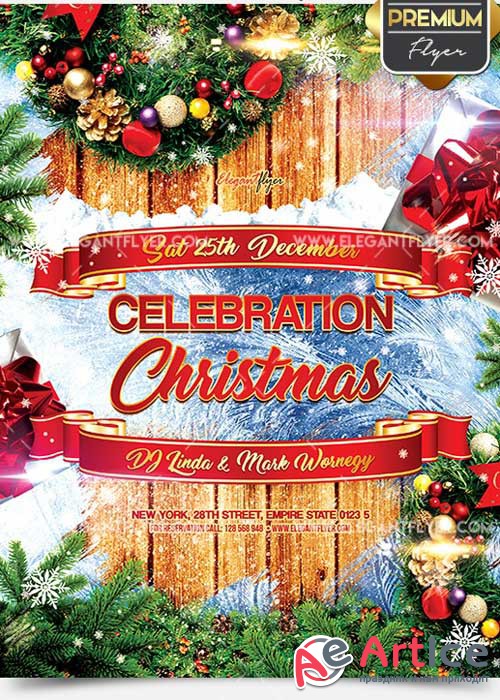 Celebration Christmas Flyer PSD V14 Template + Facebook Cover