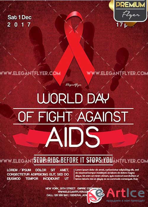 World day of fight against AIDS Flyer PSD V2 Template + Facebook Cover