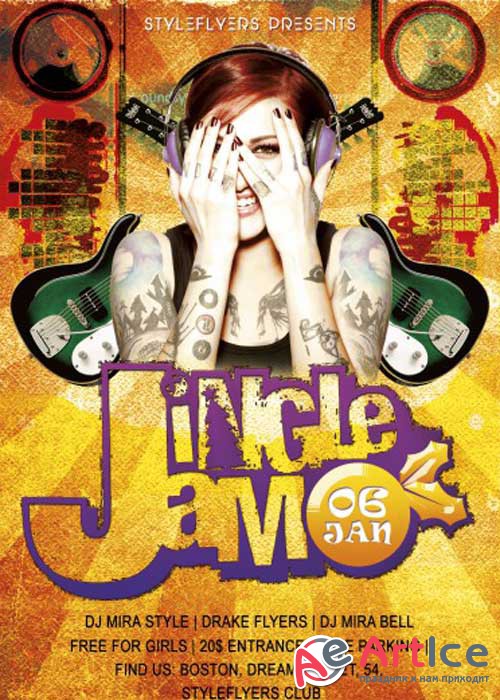 Jingle Jam Party PSD V7 Flyer Template with Facebook Cover