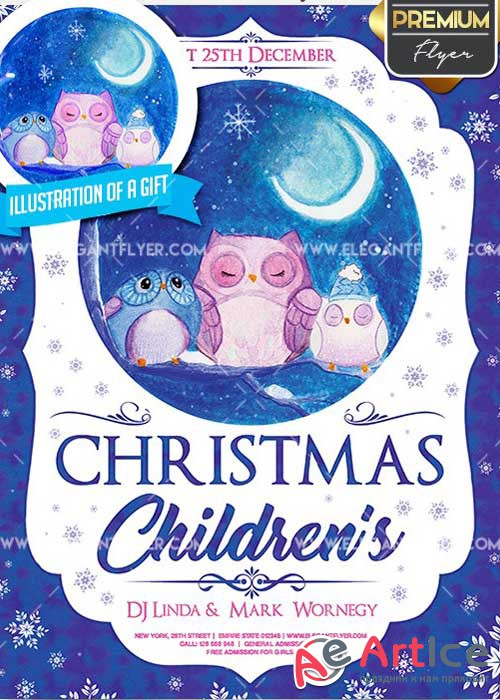 Childrens Christmas Flyer PSD V02 Template + Facebook Cover