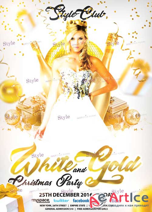 White and Gold Christma Party PSD V2 Flyer Template