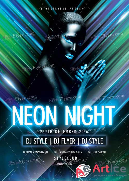Neon Night PSD V8 Flyer Template