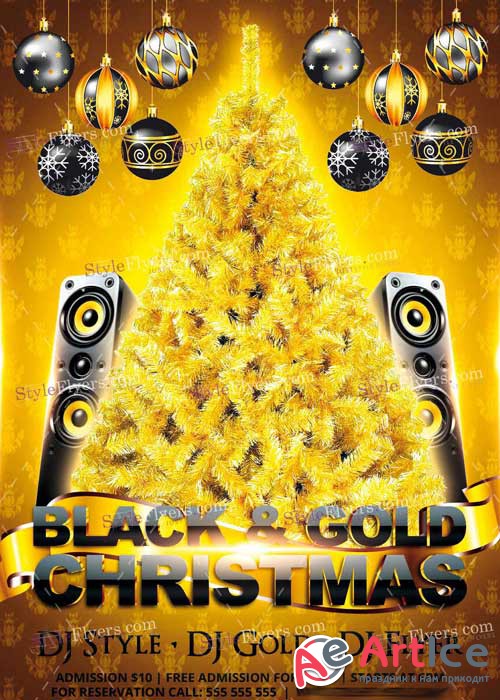 Black and Gold Christmas Party PSD V5 Flyer Template
